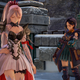 Shionne standing next to Rinwall on snowy ramparts in Tales of Arise.